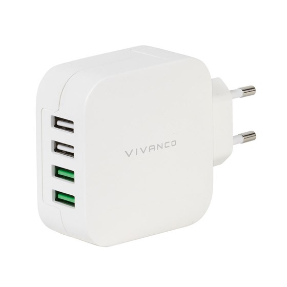 Strujni punjač VIVANCO 37564, 4.8A USBx4 (2x 1A, 2x 2.4A), bijeli