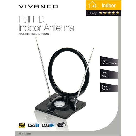 Antena VIVANCO 38885,  Full HD, unutarnja, prstenast dizajn, podesiva, LTE Filter