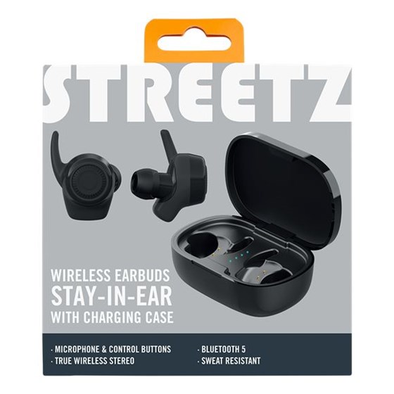 Slušalice STREETZ TWS-112, SPORT, mikrofon, Bluetooth 5.0, TWS, crne