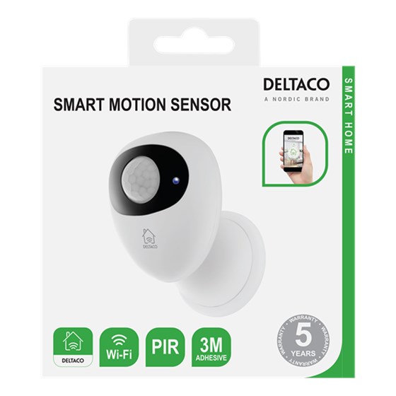 Pametni senzor pokreta DELTACO, PIR, WiFi, bijelo-crna