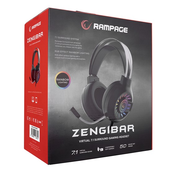 Slušalice RAMPAGE RM-K44 Zengibar, mikrofon, 7.1, RGB, PC/PS4/PS5, USB, crne