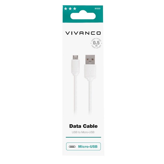 Kabel VIVANCO 61322, Micro-USB, 2m, bijeli
