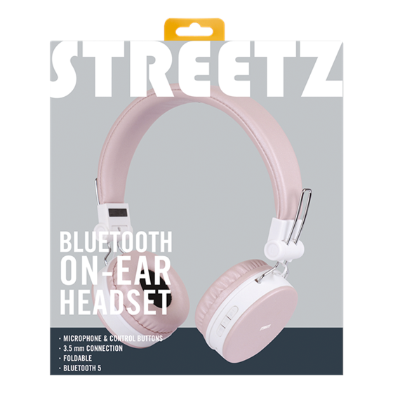 Slušalice STREETZ HL-BT402, naglavne, s mikrofonom, preklopive, Blutooth, roze