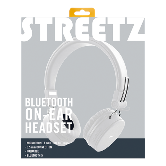 Slušalice STREETZ HL-BT403, naglavne, s mikrofonom, preklopive, Blutooth, bijele