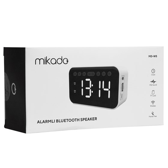 Bluetooth zvučnik sat budilica MIKADO MD-W5, 5W, 500mAh, SD, USB, bijeli