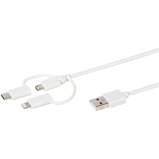 OŠTEĆENA AMBALAŽA - Kabel VIVANCO 38784, Micro-USB, Lightning, Type-C, 1m, bijeli