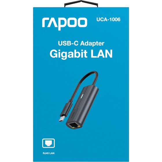 Adapter RAPOO UCA-1006, USB Type-C na Gigabit LAN, crni