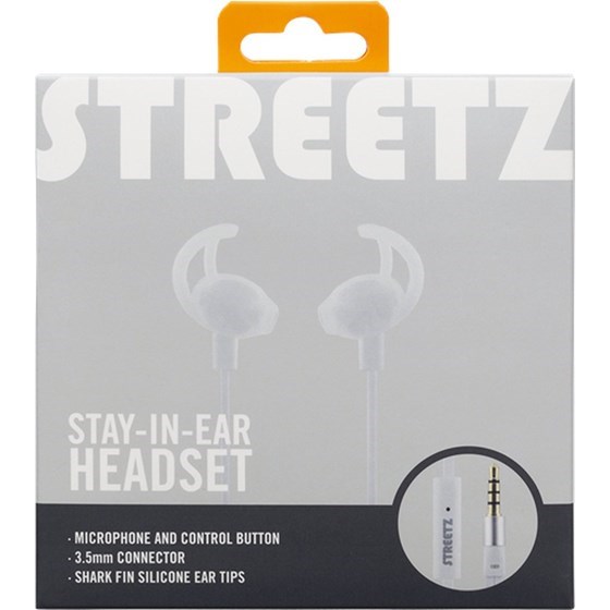 IZLOŽBENI PRIMJERAK - Slušalice STREETZ HL-W101, stay-in-ear headset, 1-button remote, 3.5mm, microphone, white