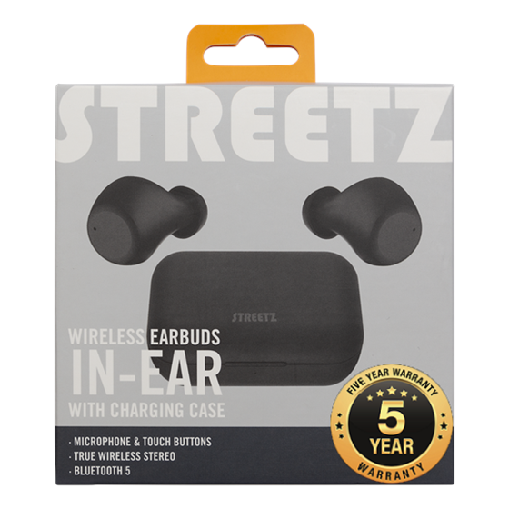 Slušalice STREETZ TWS-110, mikrofon, Bluetooth 5.0, TWS, crne