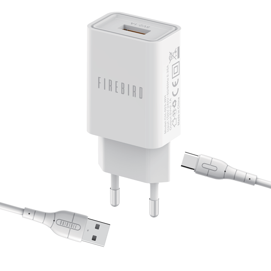 Zidni punjač ADDA CH-003-WH, s USB-A na Type-C kabelom, 1m, 10W, 2.1A, bijeli