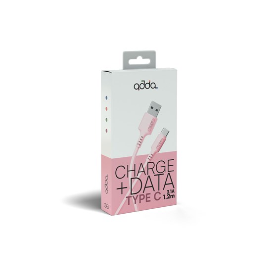 Kabel Adda Collins USB-200-LP, Fusion Charge+Data, USB-A na Type-C, 15W, Premium TPE, 1.2m, baby roza