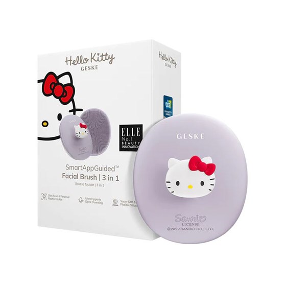 Facial Brush GESKE| 3 in 1 , s držačem, Hello Kitty purple