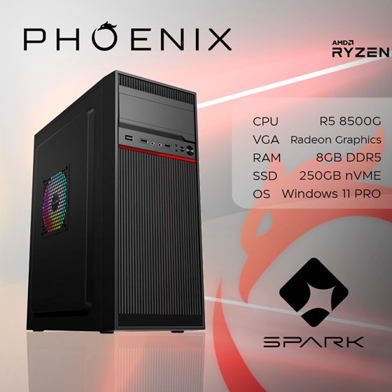 Računalo Phoenix SPARK Y-194 AMD Ryzen 5 8500G/8GB DDR5/NVME SSD 250GB/500W/Windows 11 PRO