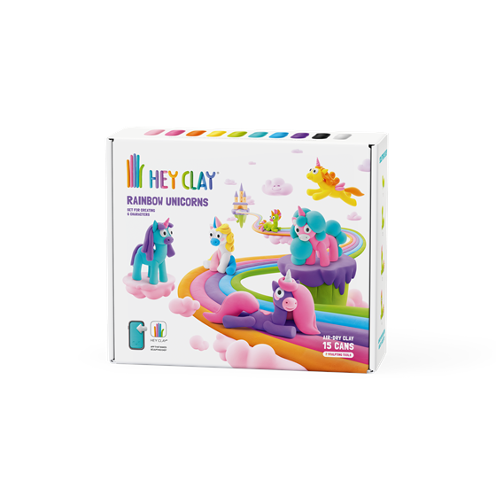Glina KAZOO HEY CLAY Rainbow Unicorns 15028, 15 kutijica