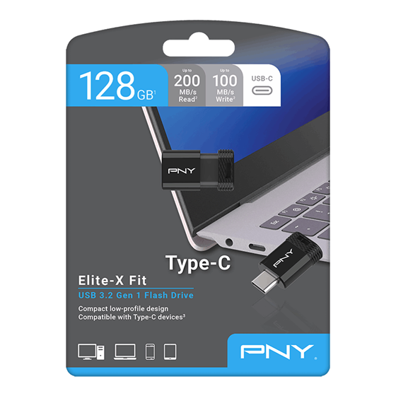 USB stick PNY Elite-X Fit Type C, 128GB, USB3.2, crni