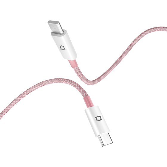 Kabel Adda Collins USB-210-LP, Type-C na Type-C, 60W, pleteni, 1m, svijetlo rozi