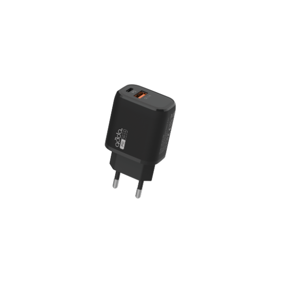 Zidni punjač Adda Collins CH-002-BK, Fusion Fast Charger 2u1, QC3.0 USB-A + PD 20W Type-C, crni