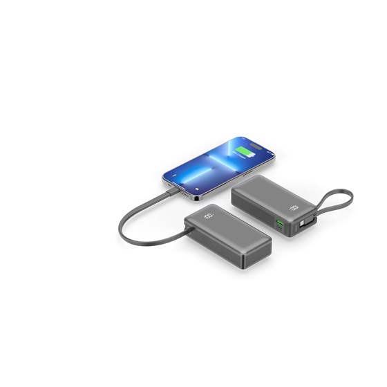 Powerbank Adda Collins PB-005-BK, 10000 mAh, LED zaslon, PD20W + QC22.5W, Type C ulaz, Type C i USB-A izlaz, 3A,crni