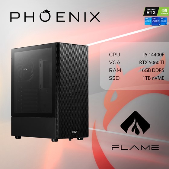 Računalo Phoenix FLAME X-504 Intel i5 14400F/16GB DDR5/NVME SSD 1TB/RTX 5060 TI 8GB/600W 80+