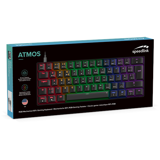 Tipkovnica SPEEDLINK Atmos, mehanička, RGB, US/HR layout, crna