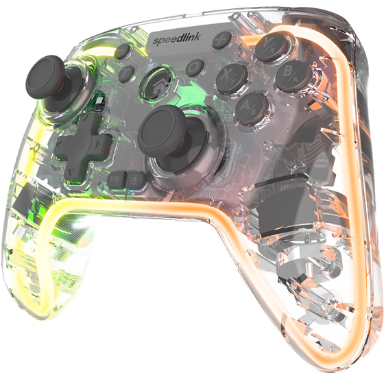 Gamepad SPEEDLINK Rait NX, RGB, PC/Android/Switch OLED/Lite, žični/bežični, prozirni