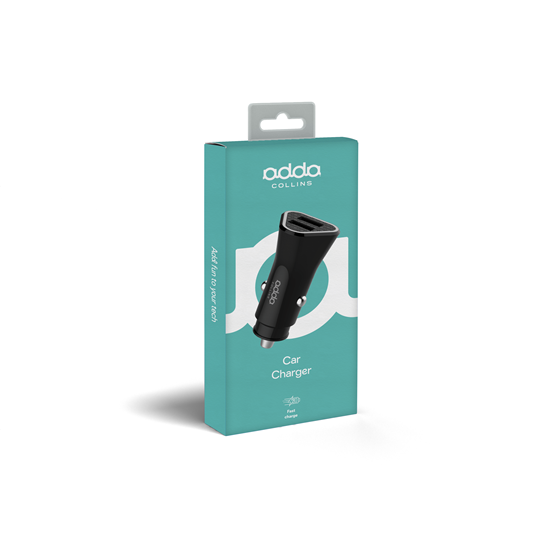 Auto punjač Adda Collins CC-004-BK, 2u1, USB-A, 12W, 2.4A, crni