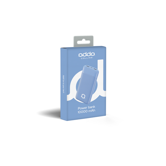 Powerbank Adda Collins PB-001-LB, Fusion powerbank, 10000mAh, Micro USB i Type-C ulazi, 2xUSB-A izlazi, 12W, baby plava