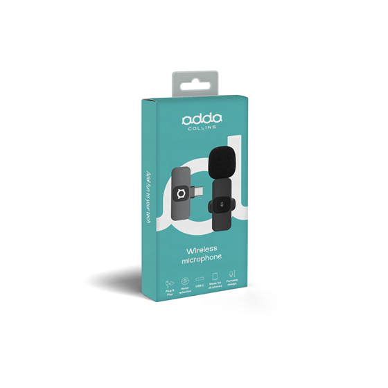 Bežični mikrofon Adda Collins MIC-001-BK, Type-C s dodatnom zaštitom od zvuka vjetra, crni