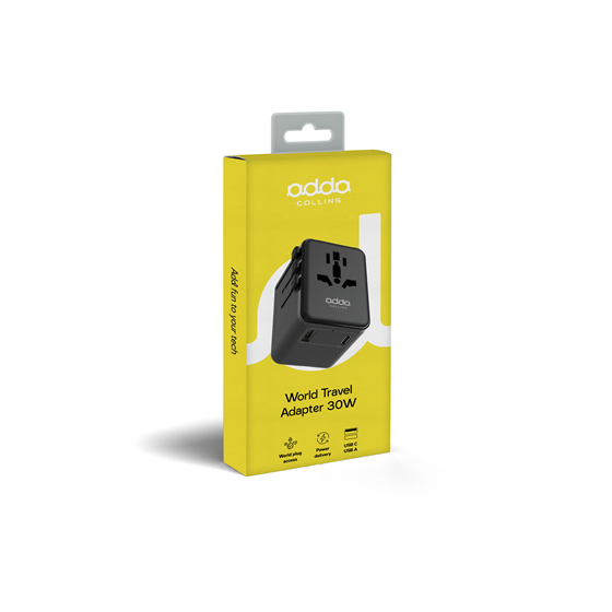 Putni adapter Adda Collins WTA-001-BK, USB-A + Type C utor, US,EU,UK,AUS,