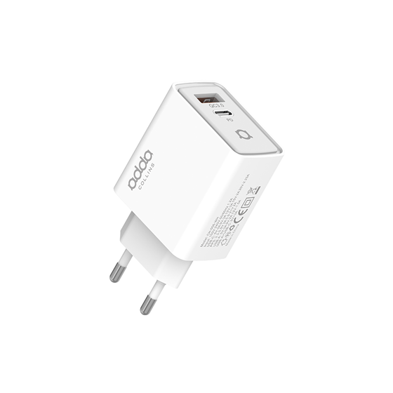 Zidni punjač Adda Collins CH-006-WH, GaN Fast Charger 2u1, USB A + Type-C, 45W, bijeli