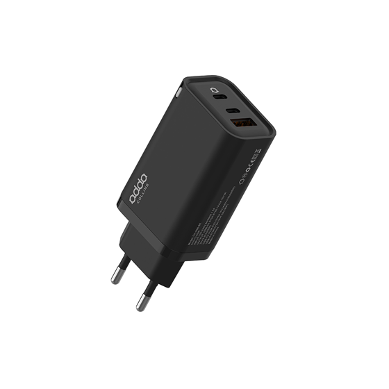 Zidni punjač Adda Collins CH-008-BK, USB-A i 2x Type C izlazi, 65W, crna