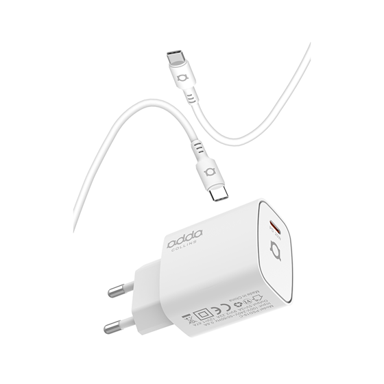 Zidni punjač Adda Collins CH-051-WH,20w, Type-c, s Type-C na Type-C kabelom, bijeli