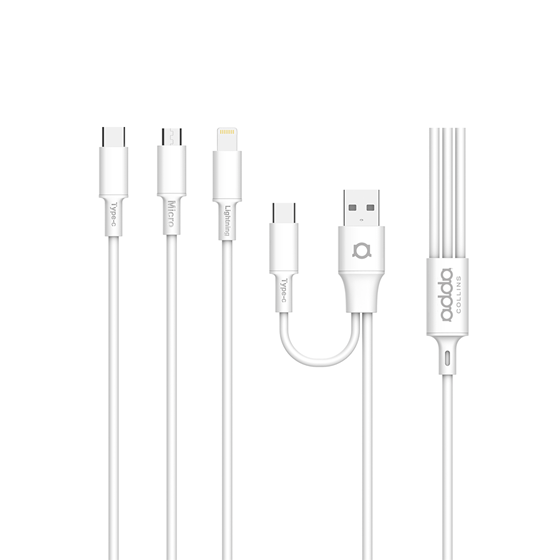 Kabel Adda Collins USB-001-WH, 3u2, USB-A/Type-C na Micro USB/Type-C/8pin,10W, Premium TPE, 1.2m, bijeli