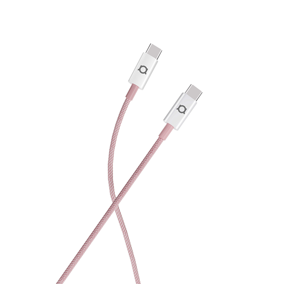 Kabel Adda Collins USB-210-LP, Type-C na Type-C, 60W, pleteni, 1m, svijetlo rozi