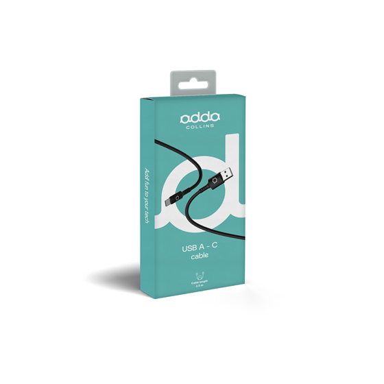 Kabel Adda Collins USB-201-BK, USB-A na Type-C, 15W, Premium TPE, 2.5m, crna