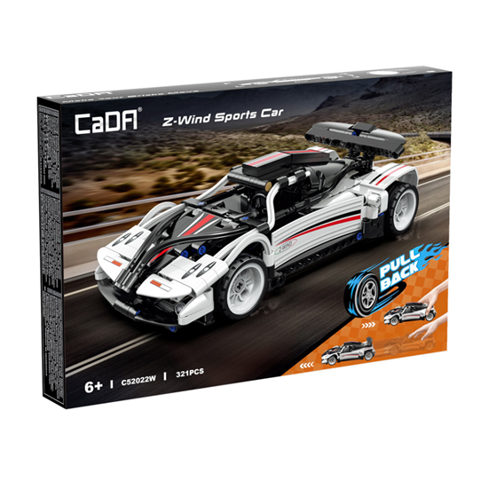 STEM Pull back trkaći auto KAZOO C52022W, 1:18, crno-bijeli, 321 dijelova