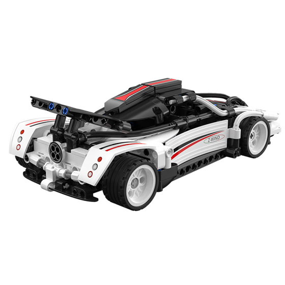 STEM Pull back trkaći auto KAZOO C52022W, 1:18, crno-bijeli, 321 dijelova