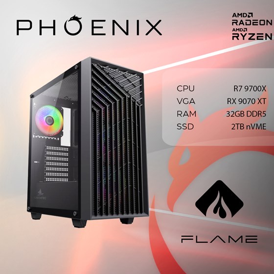 Računalo Phoenix FLAME X-507 AMD Ryzen 7 9700X/32GB DDR5/NVME SSD 2TB/RX9070 XT 16GB/750W 80+