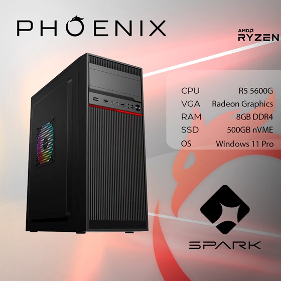 Računalo Phoenix SPARK Y-262 AMD Ryzen 5 5600G/8GB DDR4/NVME SSD 500GB/500W/Windows 11 PRO