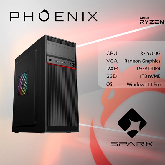 Računalo Phoenix SPARK Y-265 AMD Ryzen 7 5700G/16GB DDR4/NVME SSD 1TB/500W/Windows 11 PRO