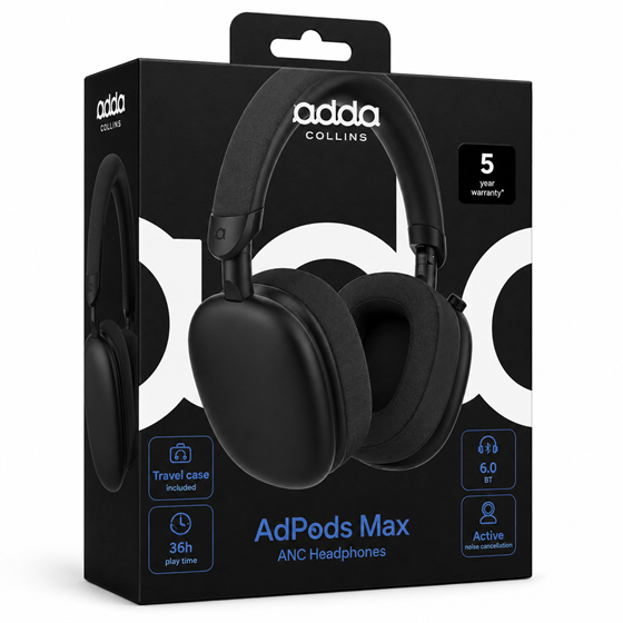 Slušalice Adda Collins HP-004-GM, AdPods Max, naglavne, ANC, Bluetooth 6.0, gun metal