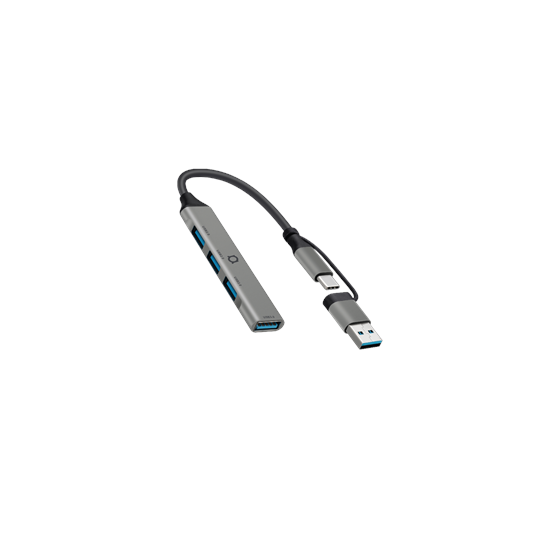 Hub 2u1 USB A/USB-C Adda Collins HUB-004-GM, 4 portni,1 x USB 3.0, 3 x USB2.0, gun metal