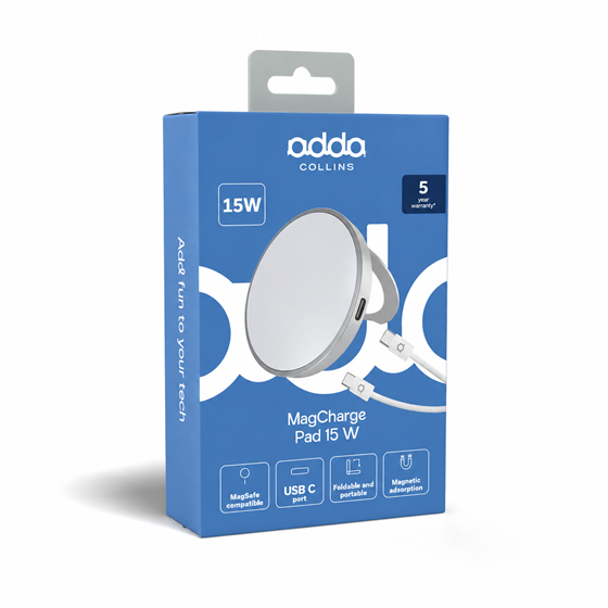 Bežični punjač Adda Collins WC-001-WH, 15W, MagSafe, bijeli