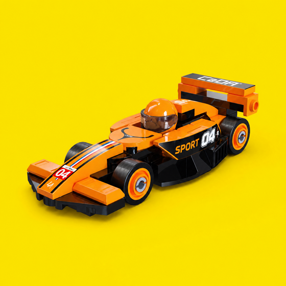 Auto za sastavljanje Paddock Racing Car LILBIG C55103W, narančasti, 70 dijelova