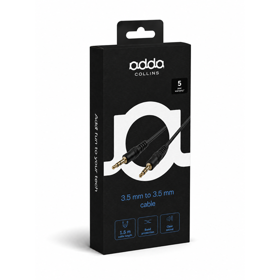 Kabel Adda Collins AVK-001-BK, 3.5mm na 3.5mm M, 1.5m,audio (AUX), crni